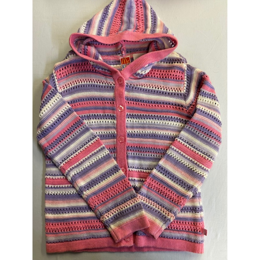 McKIDS Vintage 90s Sweater Bundle Girls 6 6X Neon Geometric Striped Cardigans - Picture 4 of 9